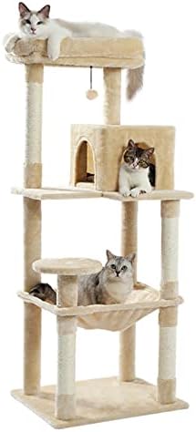 הוקאי חתול עץ מגבת מגרד סיסל הודעה רב-רמת לחיות מחמד טיפוס עץ עם ערסל מיטת חתול סולם נוסף עם צעצוע כדור