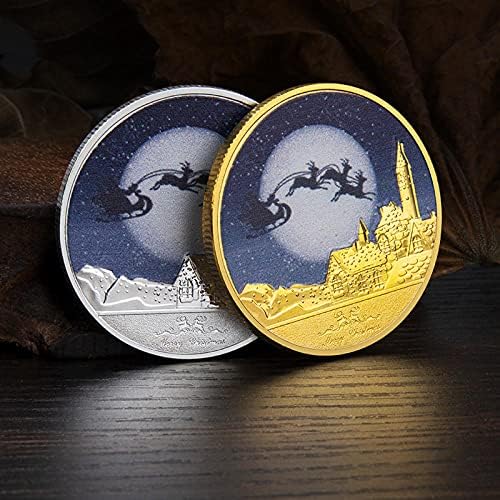 ערב חג המולד מטבעות זיכרון צבע חג המולד סנטה מטבעות זיכרון אוסף מגן מתנה מטבע קריפטו