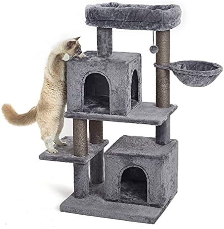 45 סנטימטרים רב-רמת חתול מגדל, חתול מגדל, חתול עצים ומגדלים, עם ערסל & סיסל-מכוסה מגרד הודעות, 2 יוקרה דירות, עבור חתלתול, חיות מחמד, מקורה פעילות מרגיע, אפור