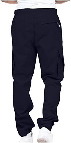 מכנסי מטען של Ozmmyan לגברים מכנסיים מרובים מזדמנים מוצקים מרובים אלסטיים כושר חיצוני סוג מכנסי מטען ארוכים מכנסיים