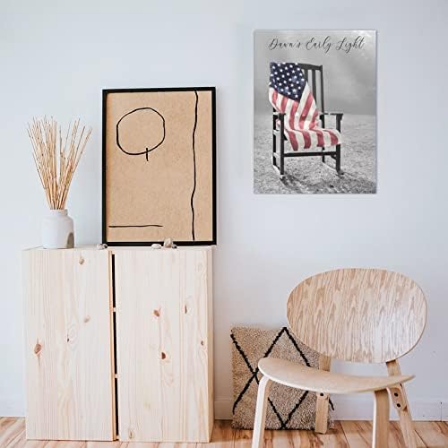 כסא ישן על דגל אמריקאי אמנות קיר פטריוט תמונות פטריוט