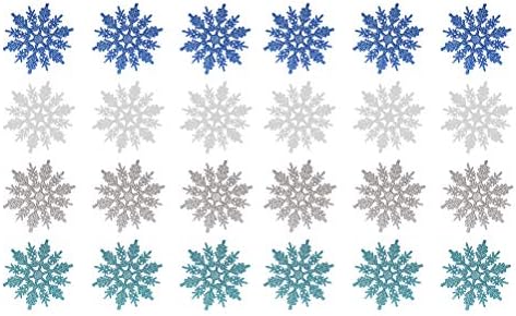 סוימיס 24 יחידות גליטר פתיתי שלג פלסטיק חג המולד פתיתי שלג חלון קישוט