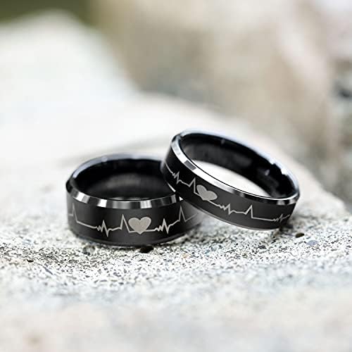 6 ממ 8 ממ א. ק. ג פעימות לב נישואים כסף שחור טונגסטן קרביד טבעת לגברים נשים צבע שינוי נוחות בכושר גודל 4-15