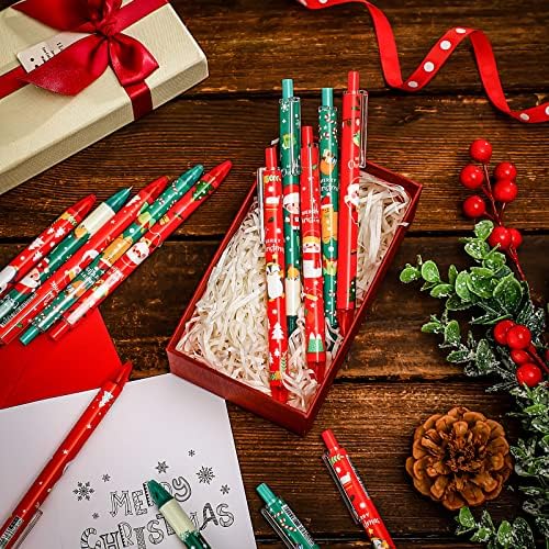 25 יח 'עטים לכדורי חג המולד עטים נשלפים עטים לחג המולד עץ חג המולד איש שלג סנטה קלאוס סדרת חג המולד עטים כדור רולר לחג המולד מתנה למסיבת עיצוב הבית