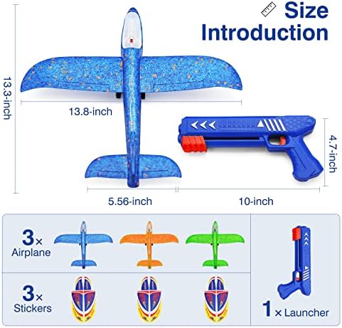 Wesfuner 3 חבילות צעצועי משגר מטוסים, דאון מטוס קצף, מטוס דאון 2 טיסה, ילדים מעופפים צעצועים, 3 4 5 6 7 8 9 10 11 מתנות בנות בנות בנות, חיצוני צעצועים חיצוניים לטובת מסיבת המסיבה