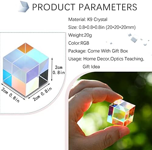 HDCRYSTALGIFTS 20 ממ פיזור RGB פריזמה פריזמה אופטית זכוכית X-Cube PRISM וסט של 3 אספנות של פיל המזל