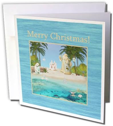 3 רוז חוף חג המולד, סנטה, בת ים, ארמון חול, כוכב דגים, חג המולד - ברכה כרטיס, 6 על ידי 6-אינץ