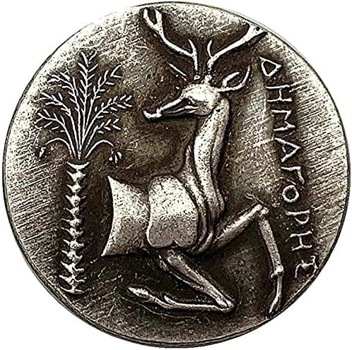 אומנות יוונית עתיקה נחושת עתיקה אוסף מדליות כסף ישן מטבע אילוף אנטילופה 24 ממ נחושת וכסף מטבע זיכרון מתנה עבורו מתנה בשבילו