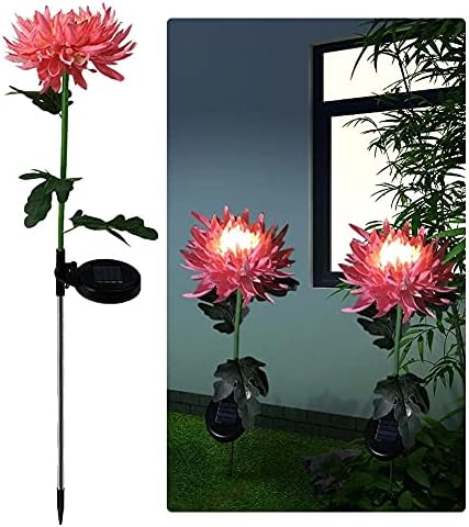 Lhllhl 2 pcs LED אור סולארי אור מלאכותי חרצית סימולציה פרח פרח גן חיצוני דשא נורות חצר אמנות לחצר ביתית לקישוט