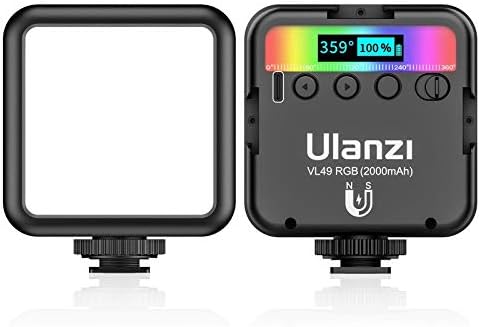 Ulanzi VL49 LED וידאו אור W 3 נעל קרה, Ulanzi VL49 RGB אורות וידאו, מצלמת LED תאורה 360 ° צבע מלא צילום נייד תאורת CRI 95+ 2500-9000K 2000mAh נטענת