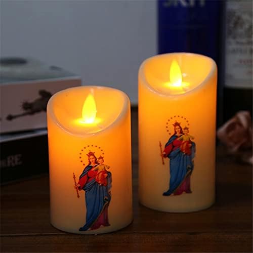 Buwakul 6-Pack ישוע המשיח נרות מנורה הובילה אור רומנטי אור רומנטי אור יצירתי סוללת נרות אלקטרונית ללא עור.