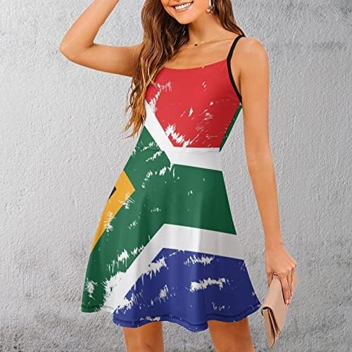 דגל דרום אפריקה שמלות רצועת ספגטי של דרום אפריקה חוף שמלת טנק ללא שרוולים מיני שמלת Sundress