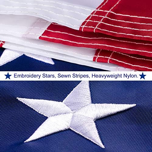 ויפר דגל אמריקאי 6x10 חיצוני - דגלים של ניילון ארהב עם כוכבים רקומים, פסים תפרים וגלמות פליז