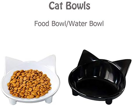 קערות חתולים של Lorde קערות אוכל חתולים, צלחת חתול רדוד רחב, קערות האכלה של חתולים ללא החלקה, קערת מזון לחתולים להקלה על עייפות פנמה על קערות מזון ומים של חיות מחמד סט של 2