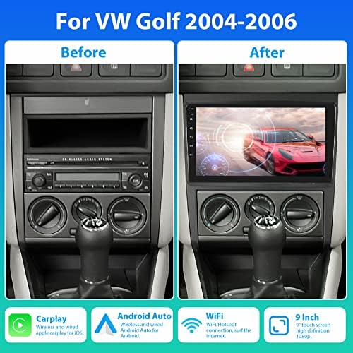עבור פולקסווגן גולף 2004-2008 / בורה 2004-2006 אנדרואיד רכב סטריאו תמיכה אלחוטי קרפליי אנדרואיד אוטומטי עם 9 אינץ מסך מגע אלחוטי ב דאש