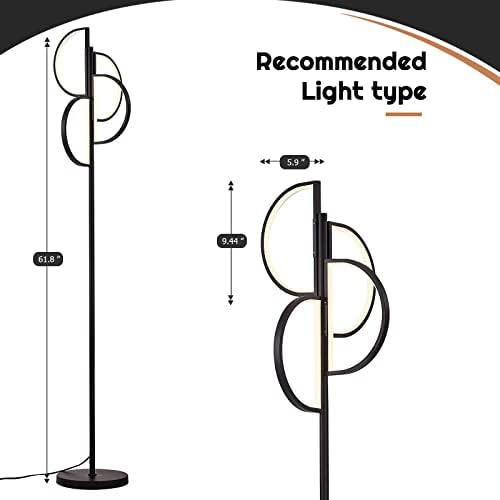 פנסוקו מנורת רצפה מעץ שחור, בהירות ניתנת לעמעום 3000 קראט מנורת רצפה עומדת מודרנית עם מתג הפעלה / כיבוי, מנורת רצפה מינימליסטית אור מוט מקורה לסלון