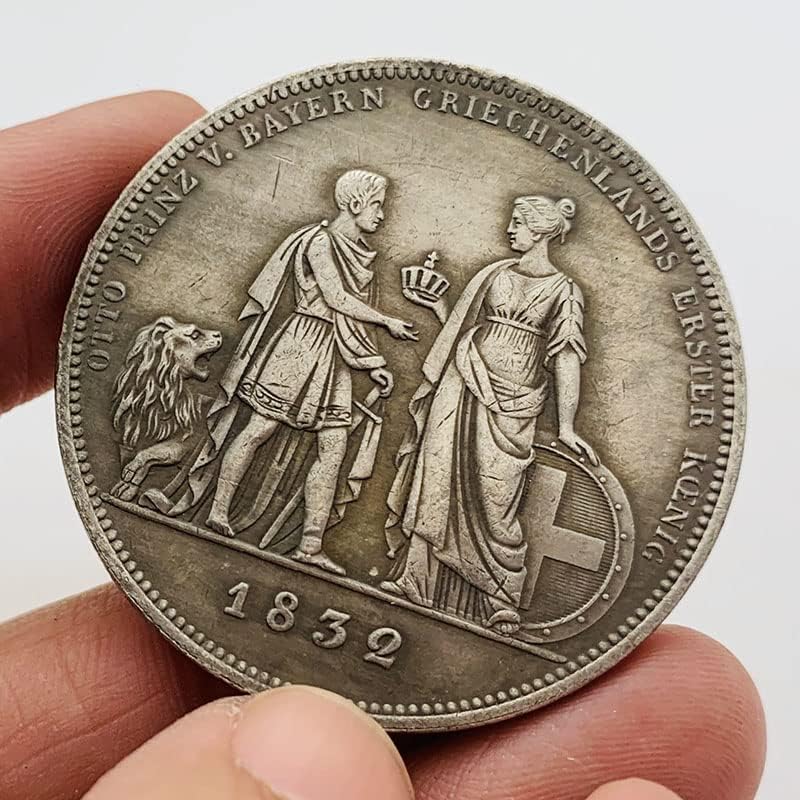 1832 יווני בוואריה מלך פליז ישן כסף מדליית אוסף מטבע נחושת כסף מטבע הנצחה מטבע