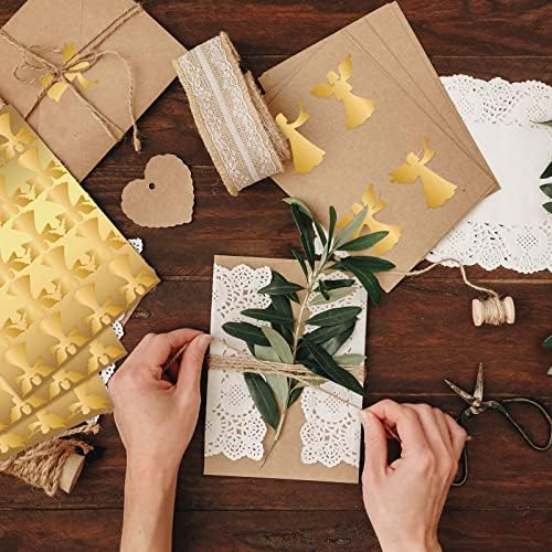 וולין 400 יחידות חג המולד מדבקות זהב מלאך מעטפות חותם מדבקות דביק חג המולד לטובת מסיבת איטום תוויות עבור חג עסקים הזמנות לחתונה כרטיסי ברכה ספקי, 4 עיצוב