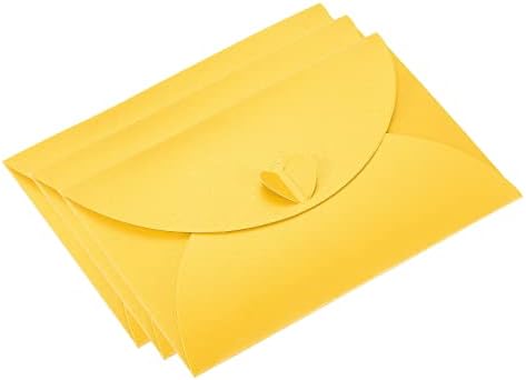 מעטפות כרטיס מתנה של פטיקיל, 24 מארז אבזם בצורת לב מחזיקי כרטיס מתנה מיני מעטפה לימי הולדת חתונות, צהוב