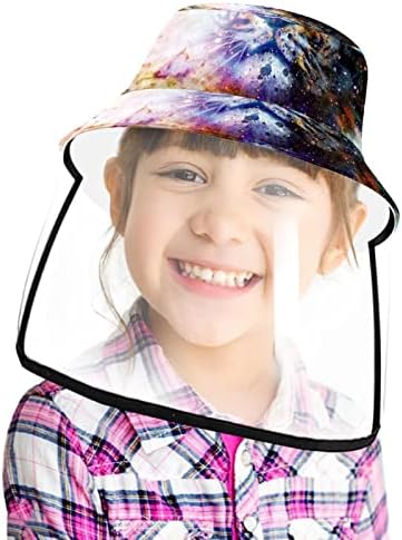 כובע מגן למבוגרים עם מגן פנים, כובע דייג כובע אנטי שמש, ערפילית גלקסי נמר של בעלי חיים