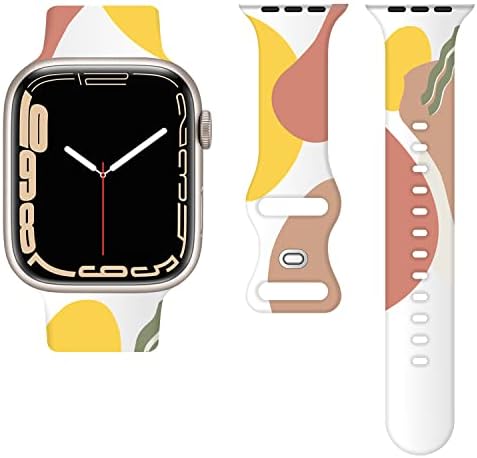 SICHY תואם לרצועות רצועות Apple Watch 38 ממ 40 ממ 41 ממ 42 ממ 44 ממ 45 ממ, רצועת שעון אלגנטית עם ציור עדין, רצועות רצועה רכות רכות עמיד למים סיליקון לסדרת IWatch 7 6 5 4 3 2 1 SE