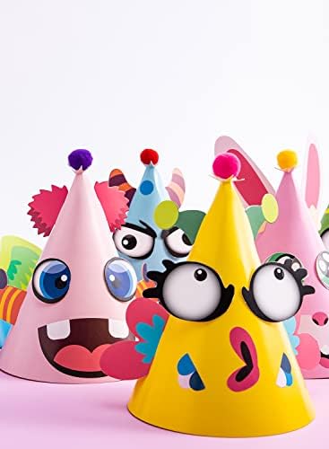 12 סטים מסיבת כובעי לילדים מסיבת יום הולדת משחקי קרפט פעילויות, חמוד בעלי החיים נושא יום הולדת כובעי פעילות ערכות עם מדבקות לילדים חג המפלגה טובות