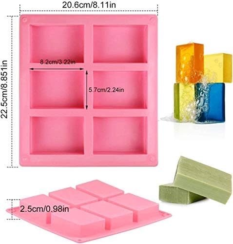 לוני 4 חבילה 6 מלבן חלל מלבן סיליקון סבון תבניות סבון בעבודת יד DIY