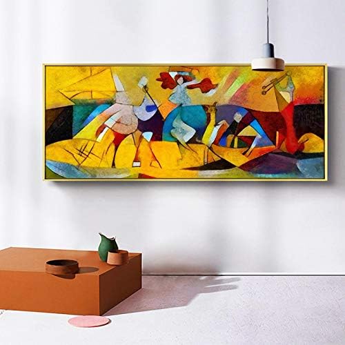 מפורסם על ידי יצירות אמנות פיקאסו ציור גדול מדי תקציר הדפס קיר אמנות תמונות לסלון מודרני עם מסגרת זהב 75x153 סמ/29x60in מסגרת מוזהבת