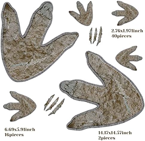 גרסוניאל 66 יחידות דינוזאור דקור עקבות רצפת מדבקות קליפת מקל מסלול מדבקות נשלף מסלולי קיר ויניל מדבקות עבור תינוק משתלת שינה בית, 3 גדלים