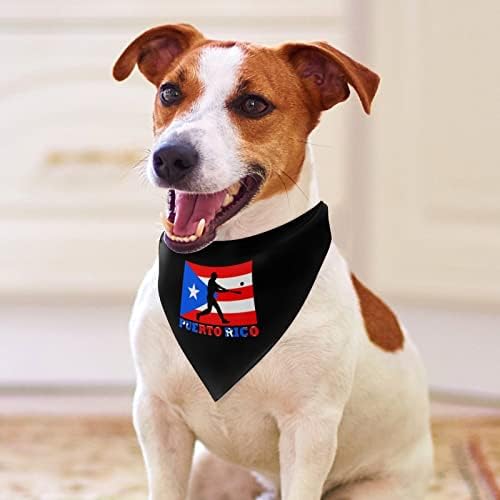 בייסבול פורטו ריקו דגל מודפס כלב בנדנות לחיות מחמד צעיף משולש ליקוק מטפחת אביזרי קישוט