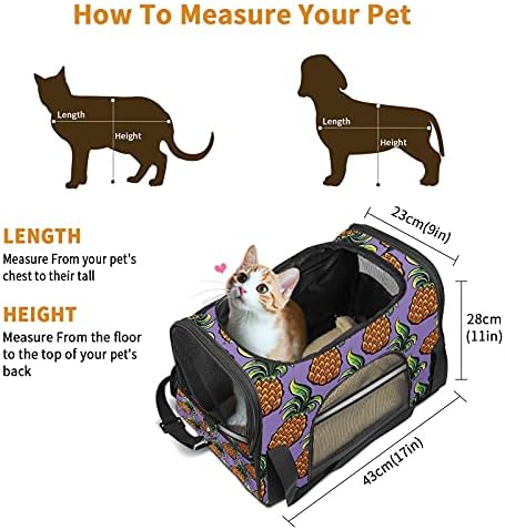 מנשא לחיות מחמד תיק אננס דפוס סגול רקע קטן כלב חתול גורים רך-צדדי נייד נסיעות תיק