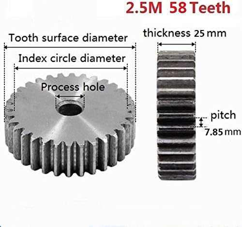 ציוד תעשייתי 1 יח '2.5 מ' 58 שיניים שלוחה הילוך פחמן 45 פלדה מיקרו מנוע שידור חלקי תיבת הילוכים הזדווגות חלקי רובוט אבזרים