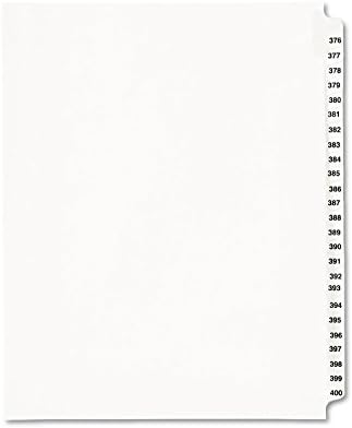 אייברי 01345 בסגנון אייברי משפטי התערוכה צד הכרטיסייה מחלק, כותרת: 376-400, מכתב, לבן