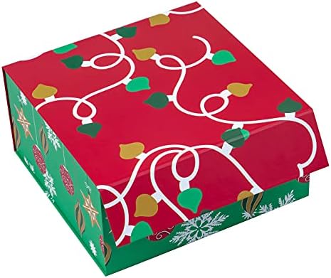 קופסת מתנה לחג המולד של Wrapaholic 1 PCS עם מכסה - 8x8x4 אינץ