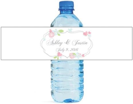 עיצובסימן 100 פרחוני מסגרת על לבן יום נישואים אירוסין מסיבת מים בקבוק תוויות מסיבת יום הולדת כלה מקלחת קל לשימוש עצמי מקל תוויות