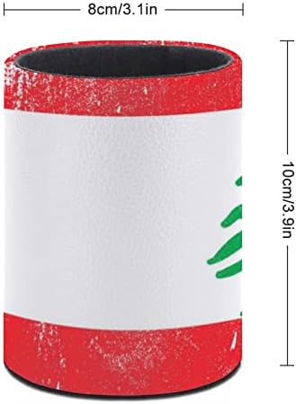בציר לבנון דגל עור מפוצל עיפרון מחזיקי עגול עט כוס מיכל דפוס מארגן שולחן עבור משרד בית