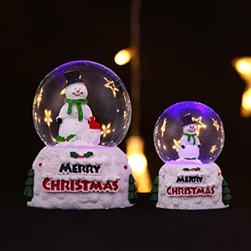 חג המולד שלג שלג קישוטי השולחן: חג שמח להדליק כדורי בדולח עם סנטה קלאוס שלג איש פסלון חג המולד מתנה נצנצים לחבר אבא ילד 2 יחידים