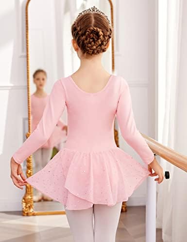 בנות ארשיינר לילדות שרוול ארוך שמלת ריקוד בלט מבריקה טוטו חצאית בגד גוף