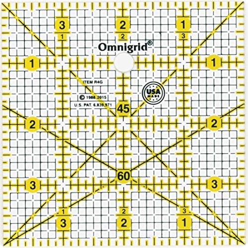 Omnigrid רשת מרובעת בגודל 4 אינץ ', שליטי תפירה ברורים, 4 x 4