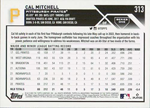 Cal Mitchell RC 2023 Topps 313 טירון NM+ -MT+ MLB שודדי בייסבול