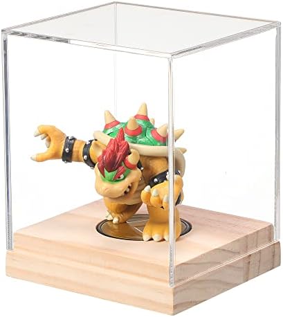 מקרה Dackkit Clear Display תואם לנתוני Amiibo, 5.31''X3.93 '' מארז אחסון עם בסיס עץ קשה