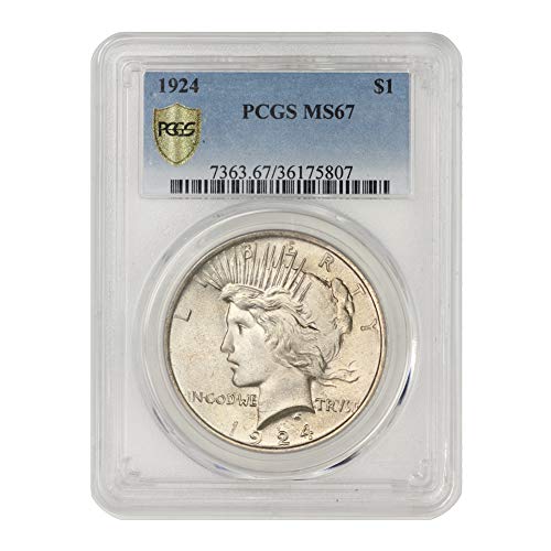 1924 American Silver Peace Dollar MS-67 מאת Coinfolio $ 1 MS67 PCGS