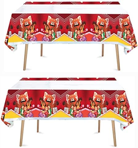 Adilaidun 2 PCS כיסוי שולחן שולחן שולחן מצוירים, לקישוטים של ציוד למסיבת יום הולדת של פנדה מצוירת