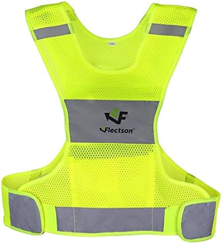 אפוד ריצה רפלקטיבי - 360 ° ראות אפוד בטיחות צהוב עם סגירת צד מתכווננת וכיס פנימי