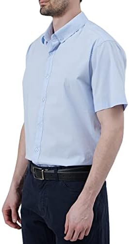 חולצות שמלת שרוול קצר לגברים בכושר רגיל חולצת כפתור רגילה מוצקה