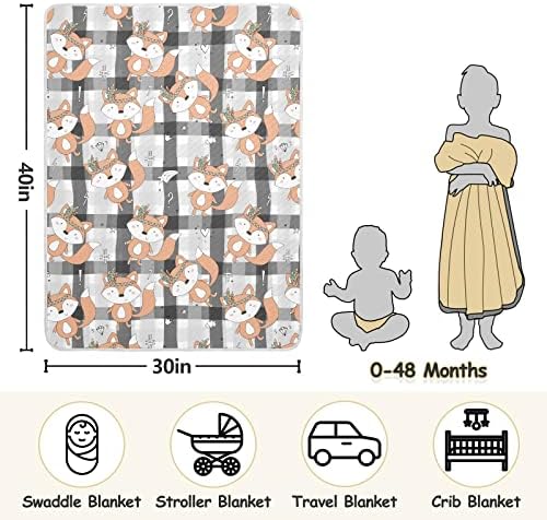 Cataku Fox Boho Boho Baby שמיכה לבנים בנות שמיכות פעוטות כותנה מיטה זורקת שמיכת תינוק רכה וחמה מקבלת עגלת עריסה 30 x 40