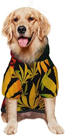 קפוצ'ון גדול של כלבים רסטה-קנביס-עור-עלים סוודר חיות מחמד עם מעיל תלבושת חתולים רכה של כובע גדול