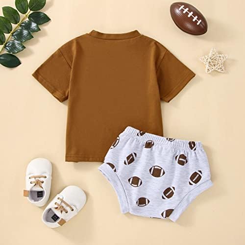 תלבושת כדורגל לתינוק לתינוקות משחק הדפס יום הדפס חולצת טריקו של שרוול קצר