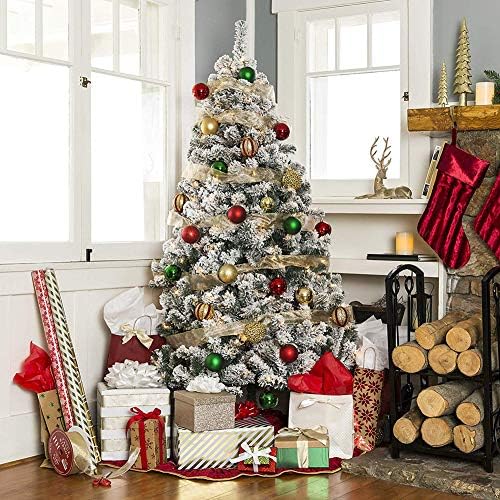 6.8ft שלג/עץ חג מולד מלאכותי נוהר, פרימיום צייר מונה חג המולד עץ אורן קישוט לחג עם עמדת מתכת מתקפלת, 800 טיפים לענף, ירוק הרכבה קלה 6.8ft