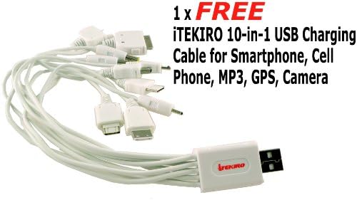 ITEKIRO קיר AC DC ערכת מטען סוללות לרכב עבור PANASONIN DMC-LX2EGM + ITEKIRO 10 ב -1 USB כבל טעינה